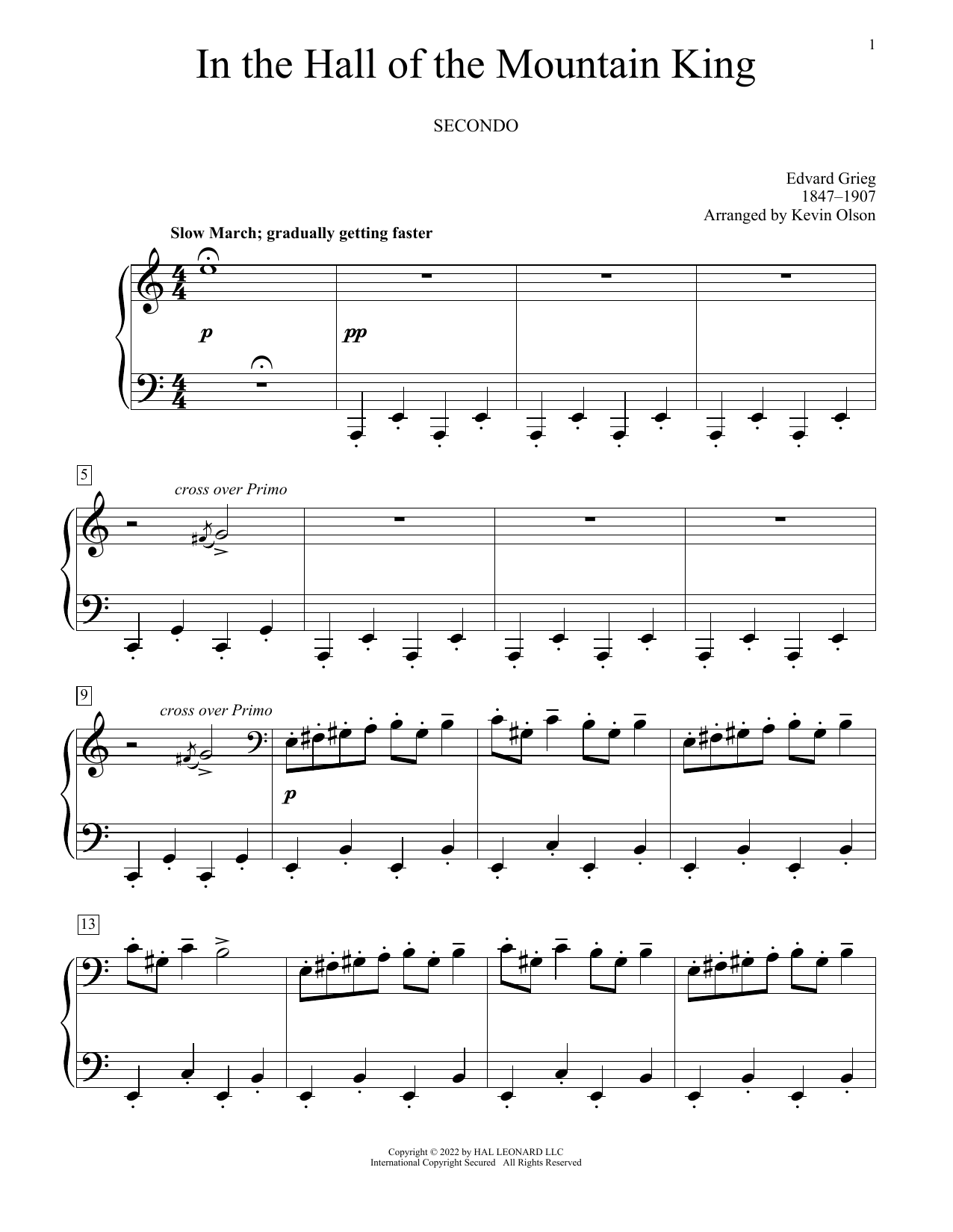 Edvard Grieg In The Hall Of The Mountain King (arr. Kevin Olson) sheet music notes and chords arranged for Piano Duet