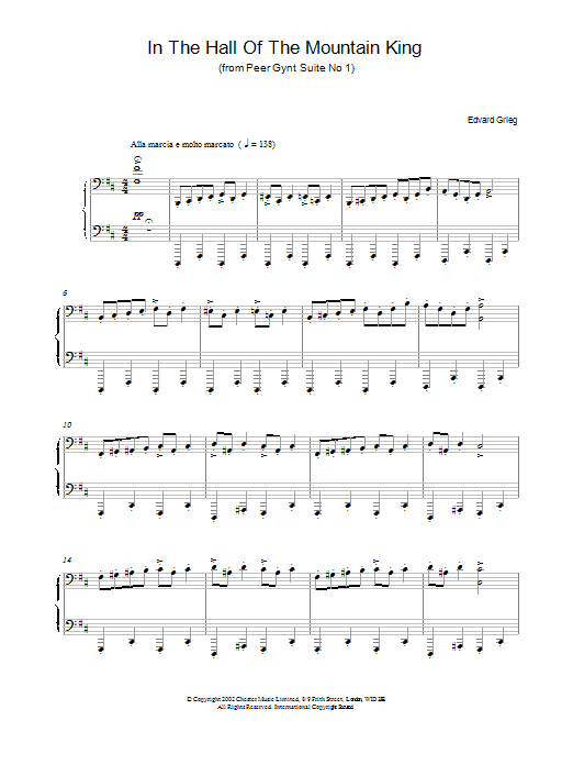 Edvard Grieg In The Hall Of The Mountain King sheet music notes and chords arranged for Easy Guitar