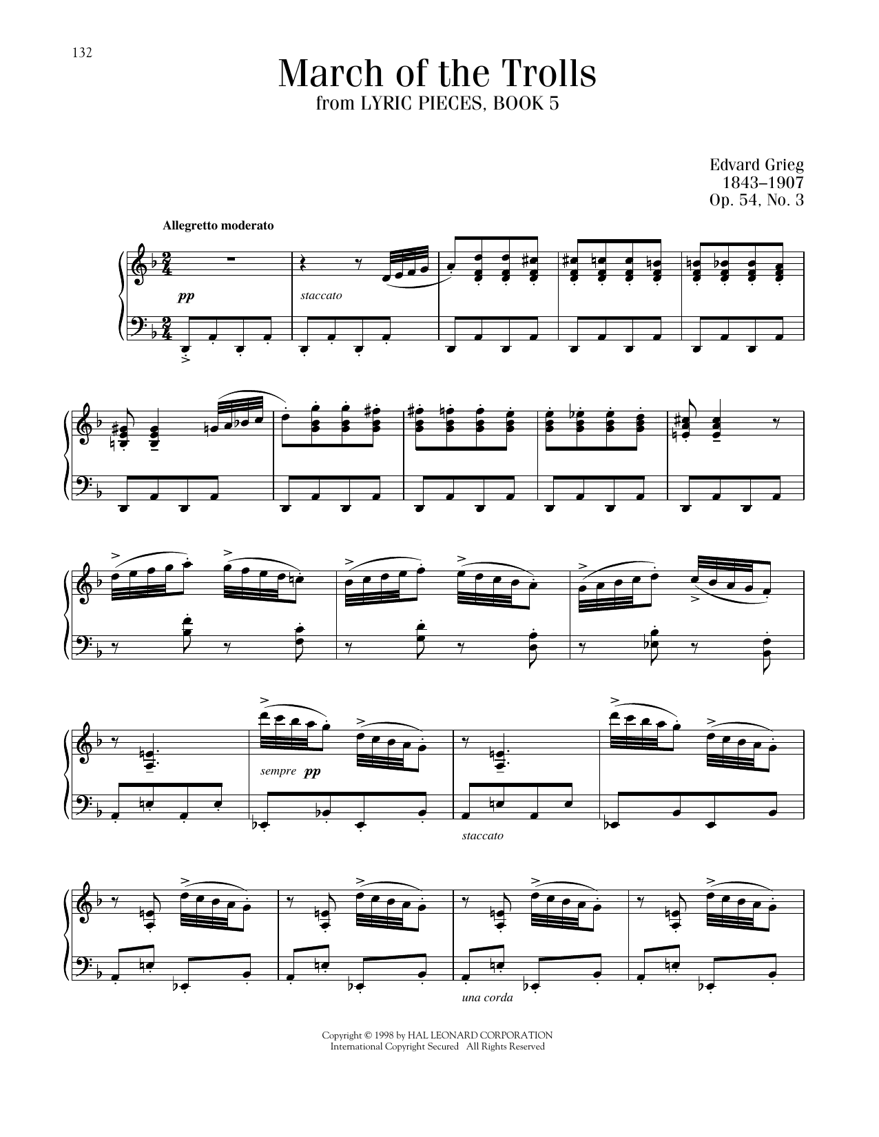 Edvard Grieg March Of The Trolls, Op. 54, No. 3 sheet music notes and chords arranged for Piano Solo