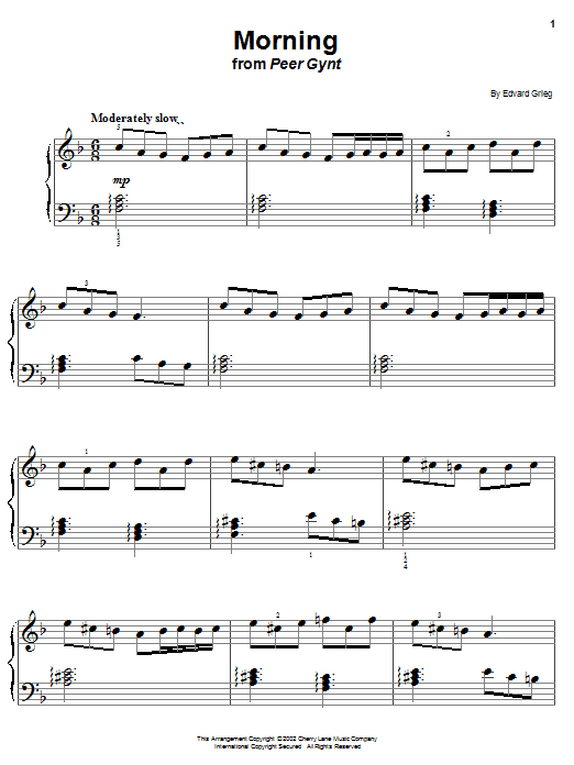 Edvard Grieg Morning sheet music notes and chords arranged for Violin Duet