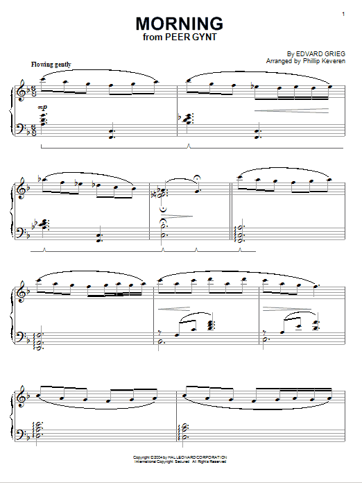 Edvard Grieg Morning [Jazz version] (arr. Phillip Keveren) sheet music notes and chords arranged for Piano Solo