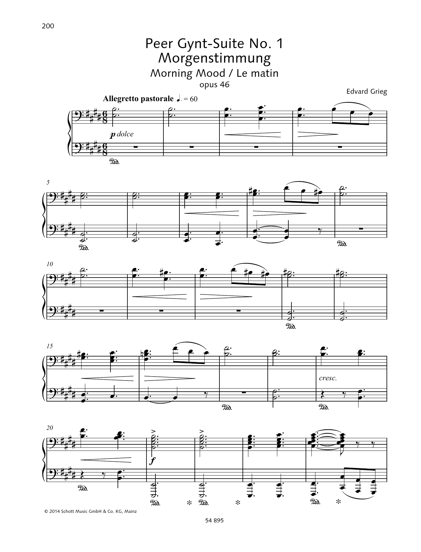 Edvard Grieg Peer-Gynt-Suite No. 1 sheet music notes and chords arranged for Piano Duet