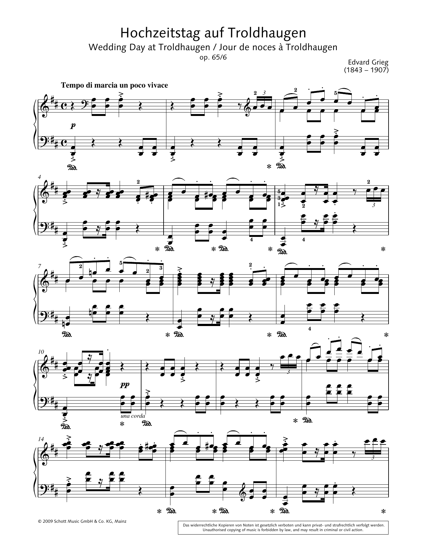 Edvard Grieg Wedding Day at Troldhaugen (arr. Hans-Gunter Heumann) sheet music notes and chords arranged for Piano Solo