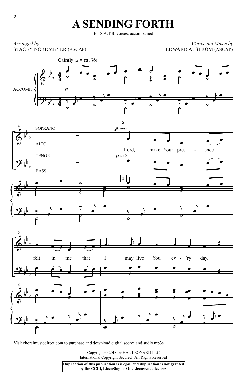 Edward Alstrom A Sending Forth (arr. Stacey Nordmeyer) sheet music notes and chords arranged for SATB Choir