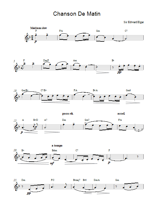 Edward Elgar Chanson De Matin Opus 15, No. 2 sheet music notes and chords arranged for Lead Sheet / Fake Book