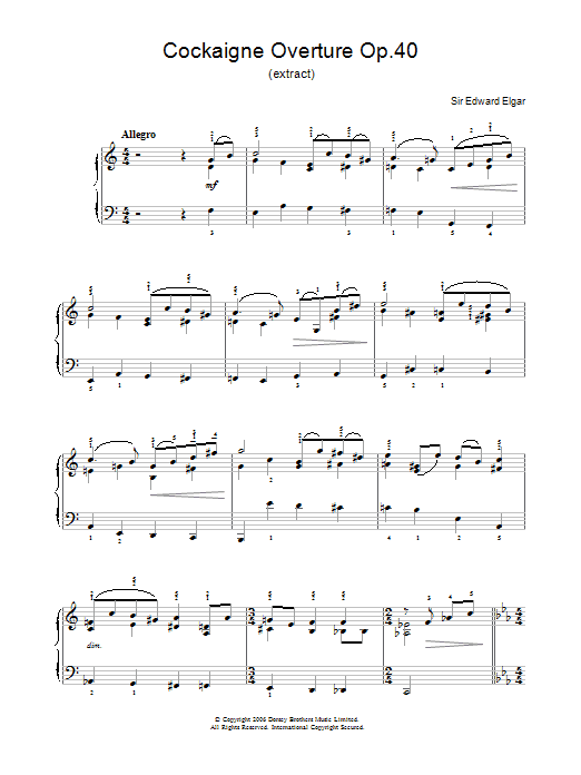 Edward Elgar Cockaigne Overture Op.40 sheet music notes and chords arranged for Piano Solo