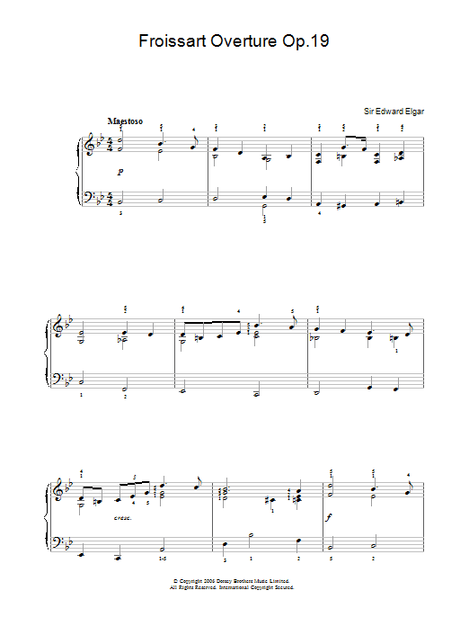 Edward Elgar Froissart Overture Op.19 sheet music notes and chords arranged for Easy Piano