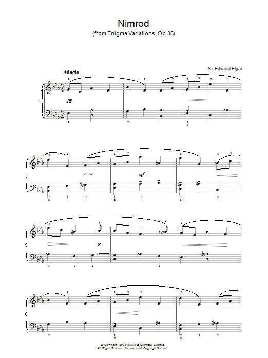 Edward Elgar Nimrod (from Enigma Variations Op.36) sheet music notes and chords arranged for Easy Piano
