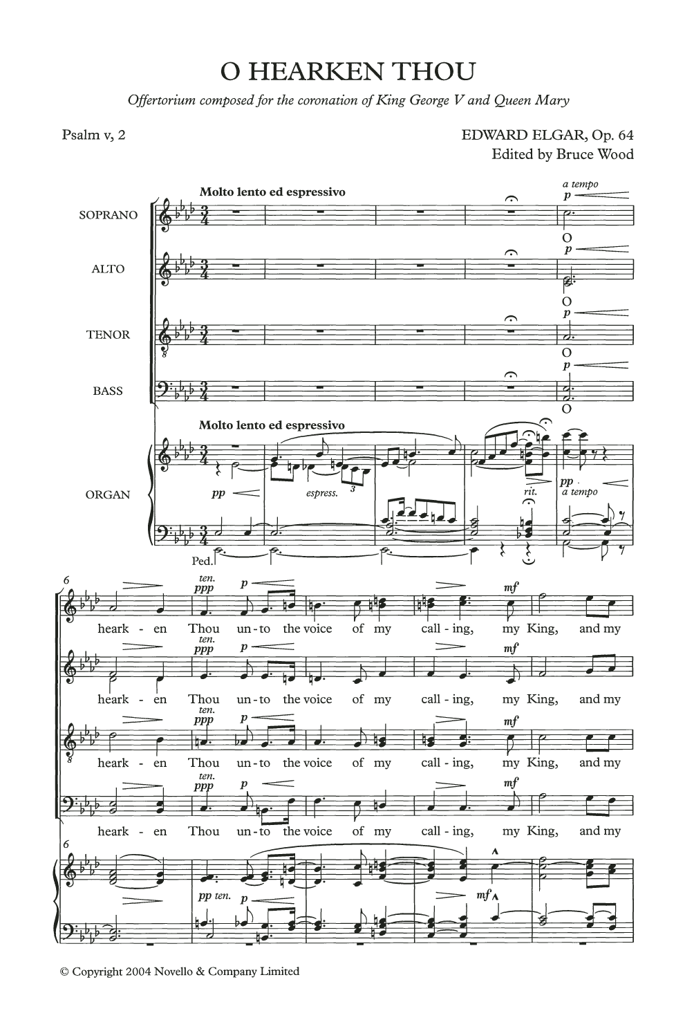 Edward Elgar O Hearken Thou sheet music notes and chords arranged for Choir
