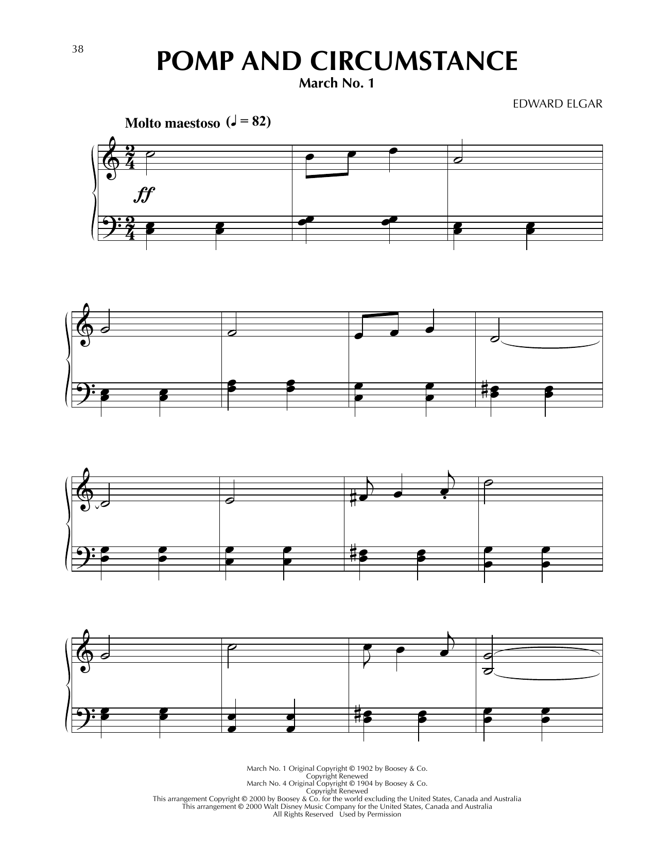 Edward Elgar Pomp And Circumstance (from Fantasia 2000) sheet music notes and chords arranged for Easy Piano