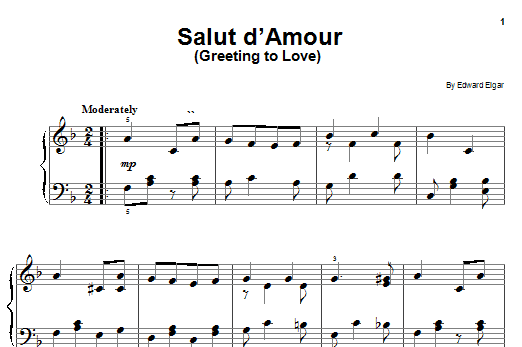 Edward Elgar Salut D'amour (Greeting To Love) sheet music notes and chords arranged for Easy Piano
