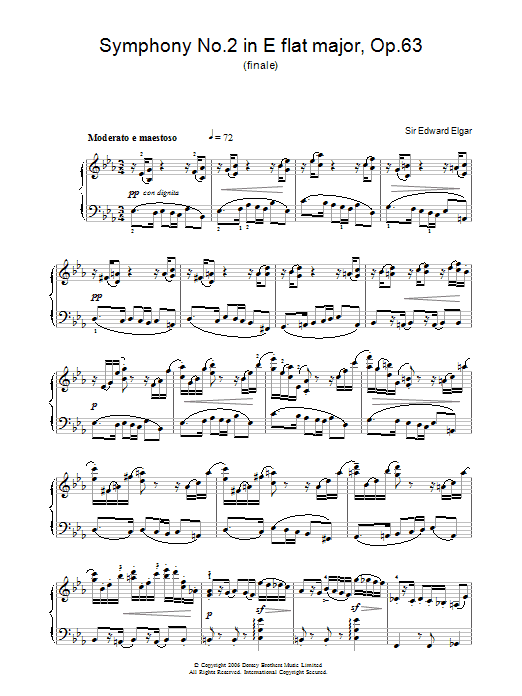 Edward Elgar Symphony No.2 In E Flat Major, Op.63 (finale) sheet music notes and chords arranged for Piano Solo