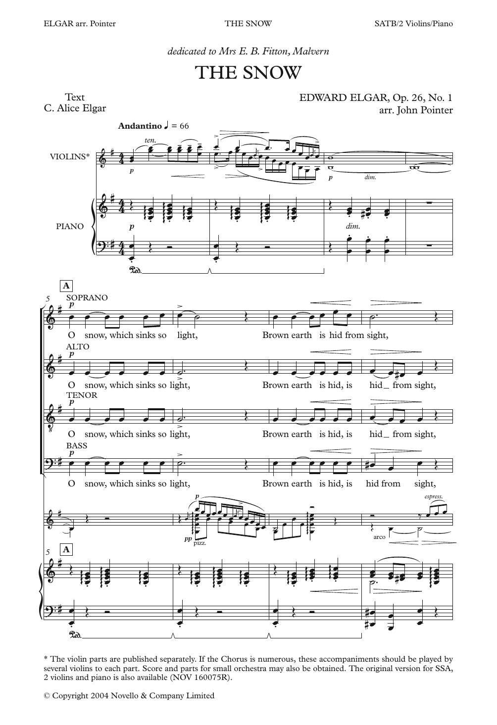Edward Elgar The Snow sheet music notes and chords arranged for Choir