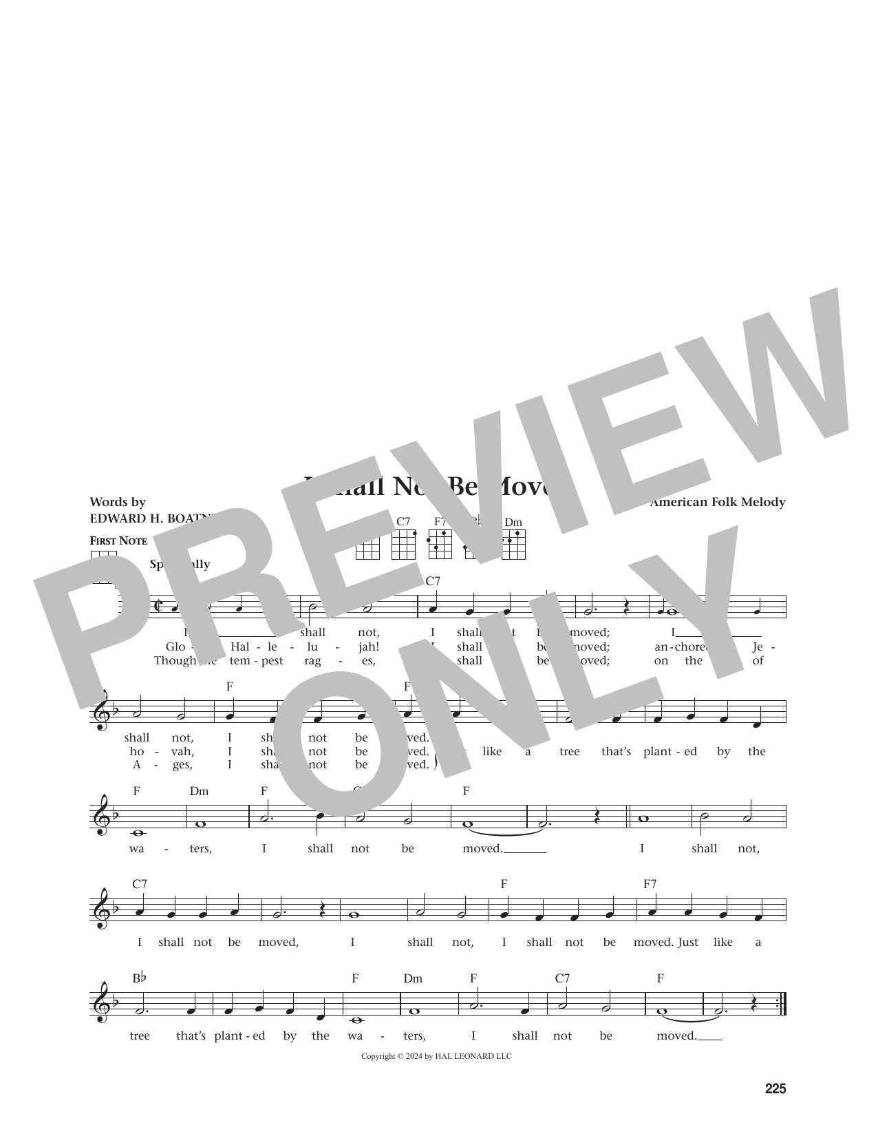 Edward H. Boatner I Shall Not Be Moved (from The Daily Ukulele) (arr. Jim Beloff) sheet music notes and chords arranged for Ukulele
