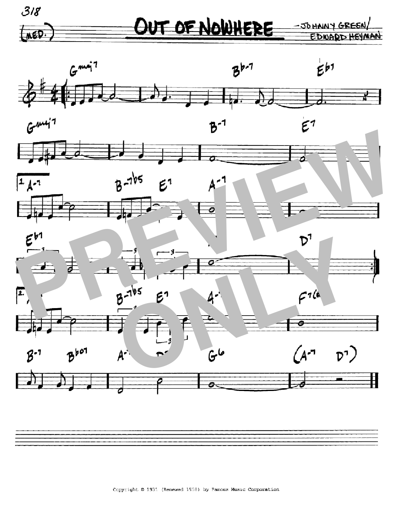 Edward Heyman Out Of Nowhere sheet music notes and chords arranged for Real Book – Melody & Chords – Eb Instruments