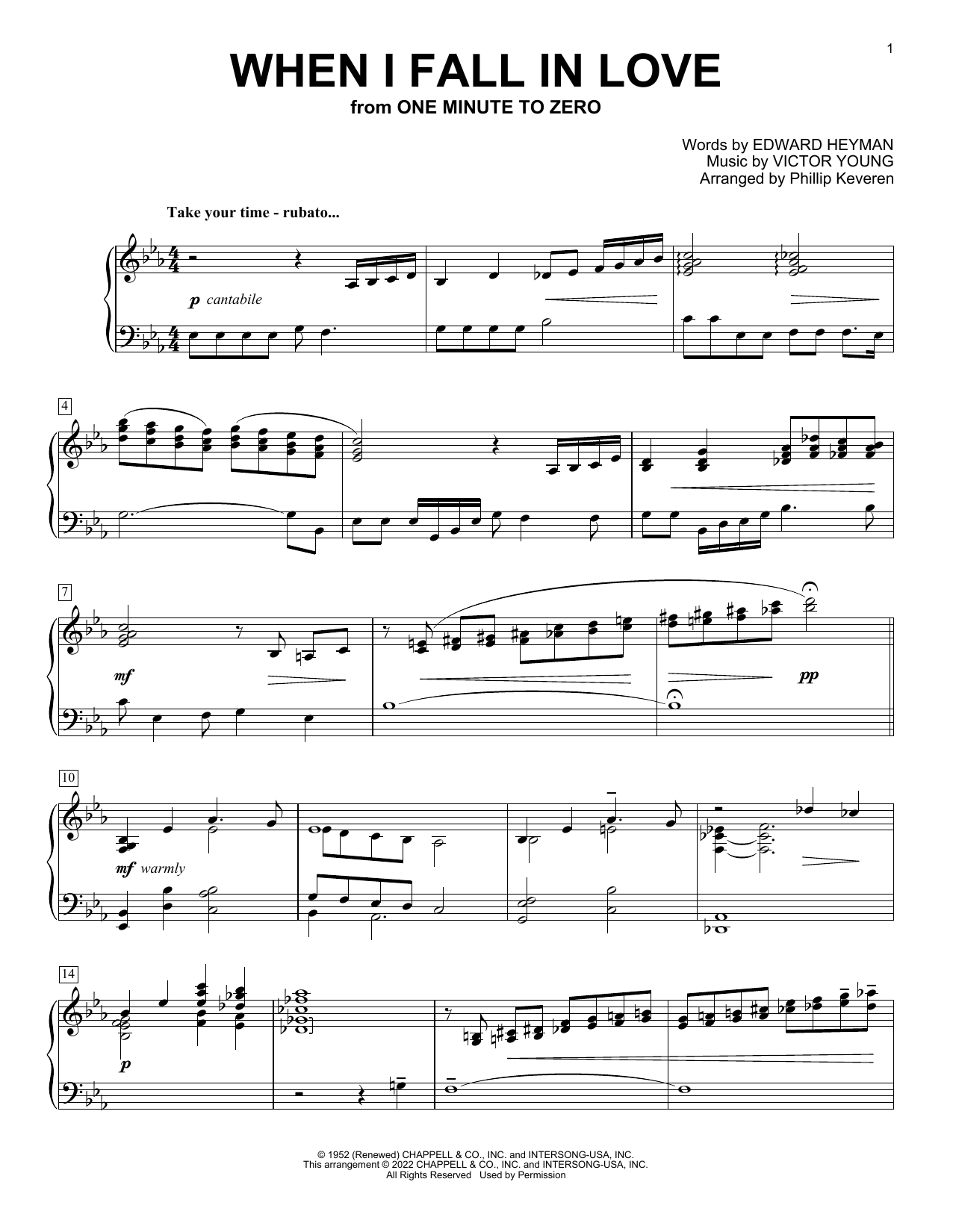 Edward Heyman When I Fall In Love (arr. Phillip Keveren) sheet music notes and chords arranged for Piano Solo