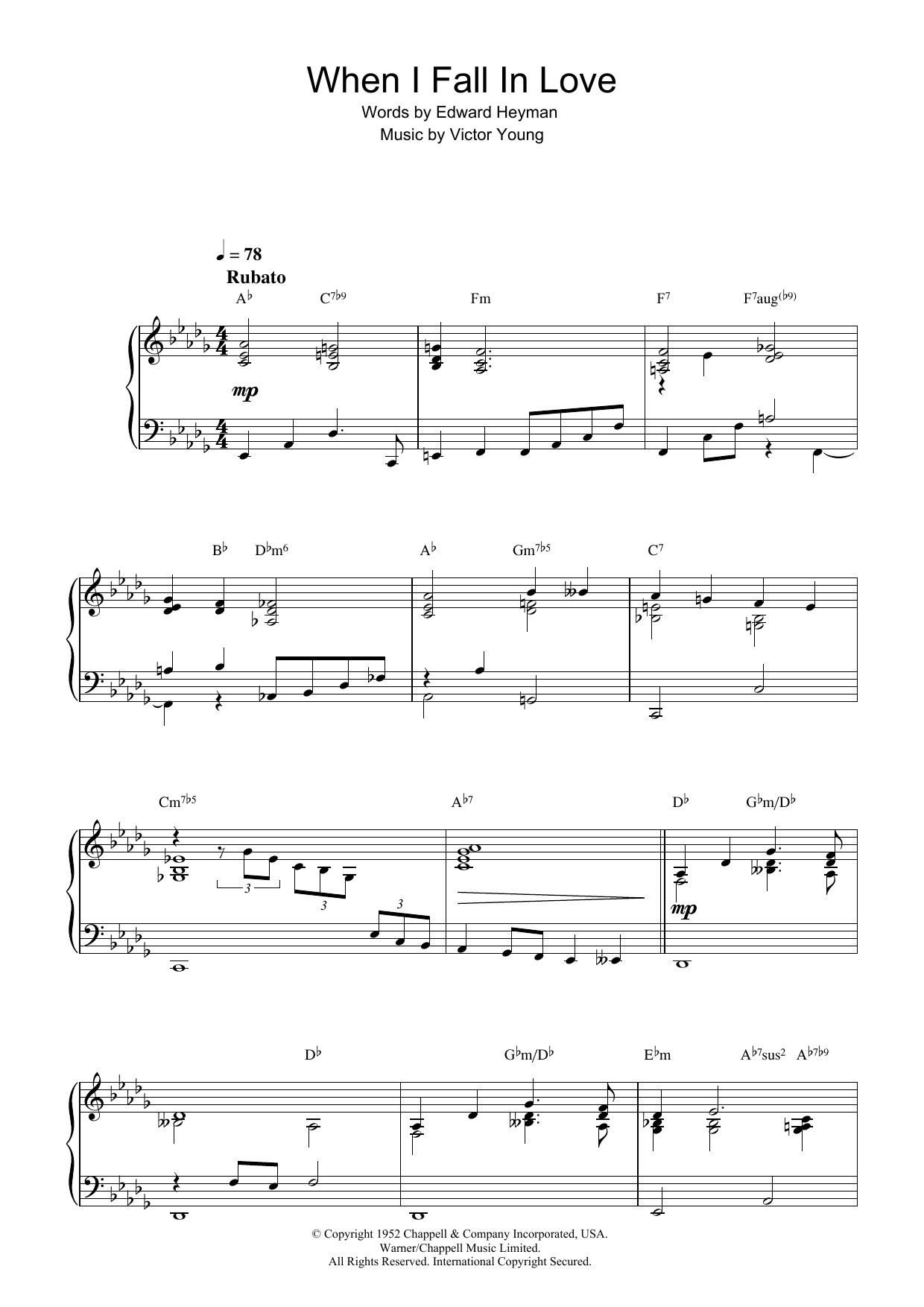 Edward Heyman When I Fall In Love sheet music notes and chords arranged for Vocal Duet