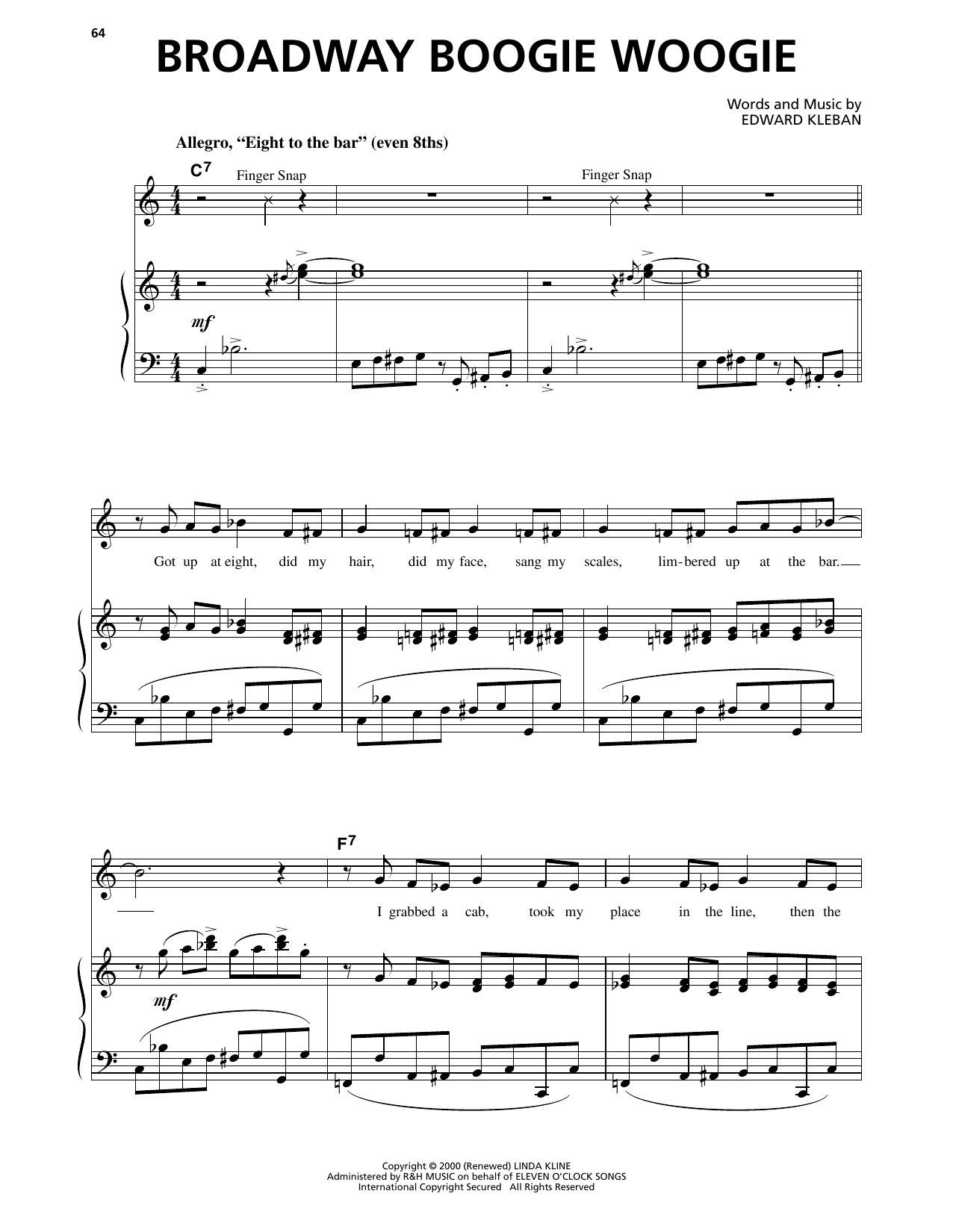 Edward Kleban Broadway Boogie Woogie (from A Class Act) sheet music notes and chords arranged for Piano & Vocal