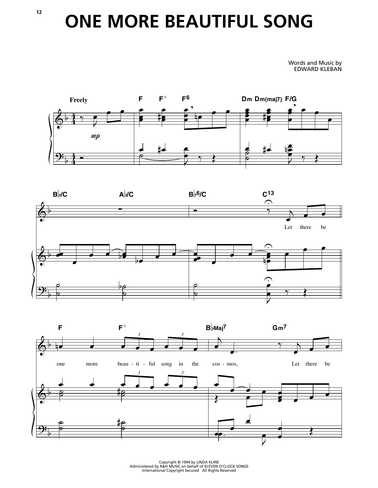 Edward Kleban One More Beautiful Song (from A Class Act) sheet music notes and chords arranged for Piano & Vocal