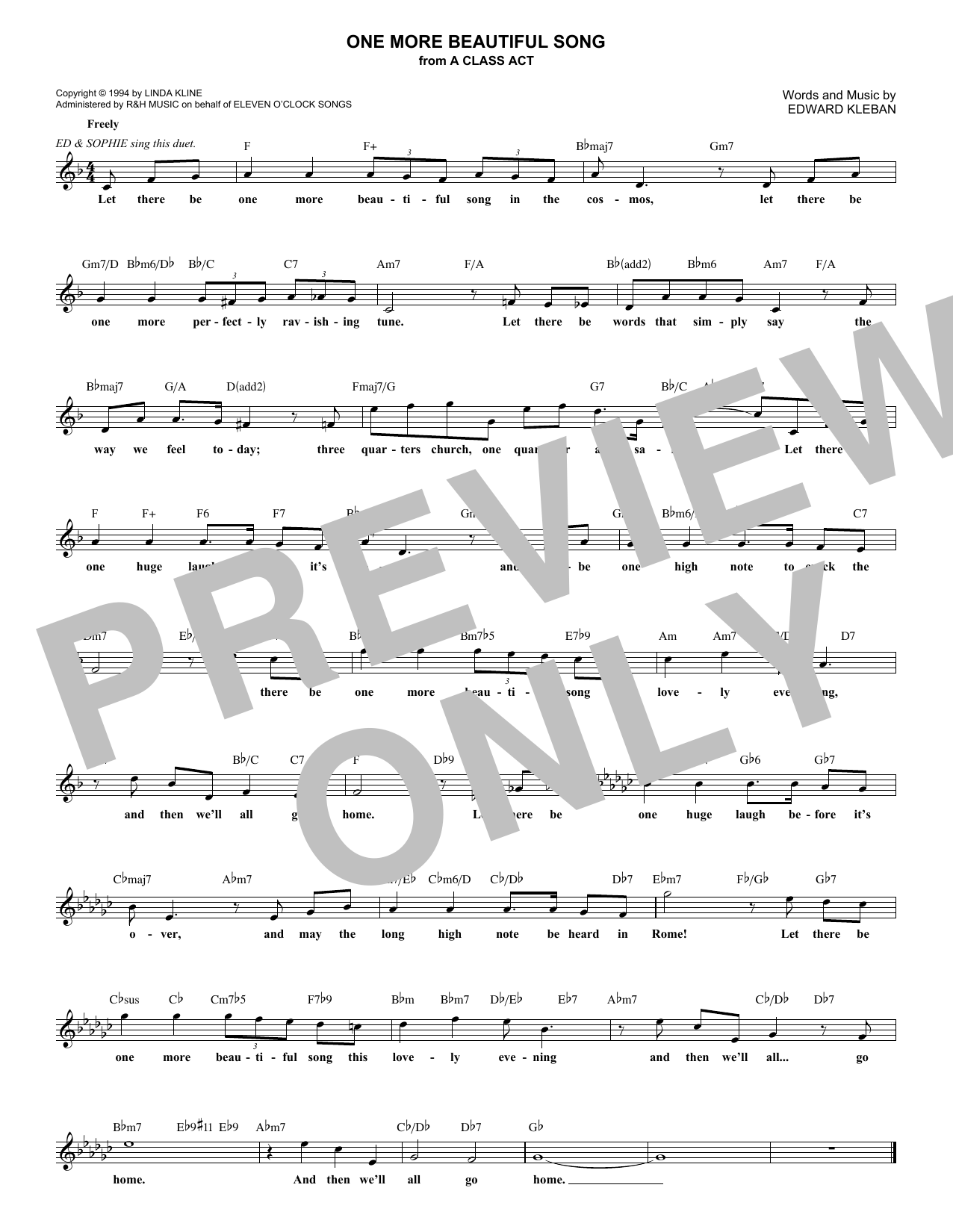 Edward Kleban One More Beautiful Song sheet music notes and chords arranged for Lead Sheet / Fake Book