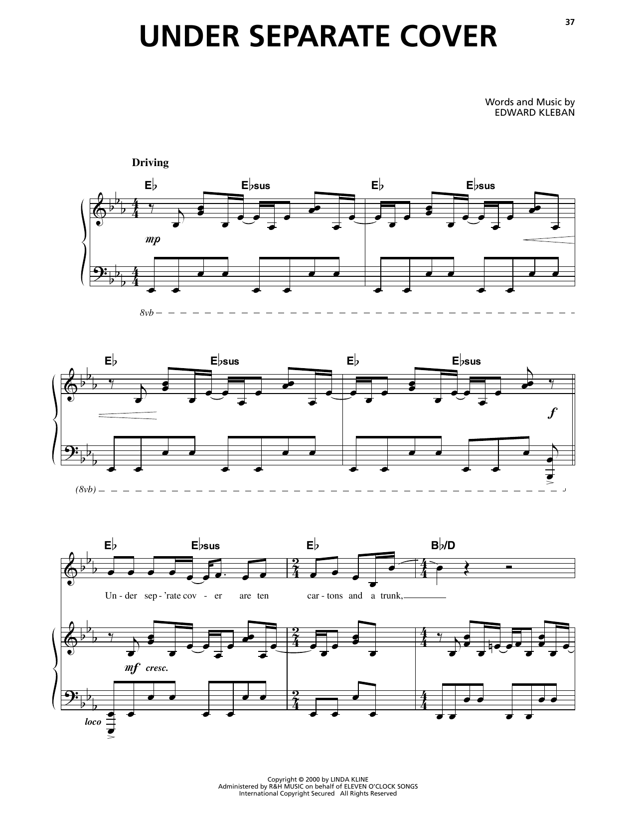 Edward Kleban Under Separate Cover (from A Class Act) sheet music notes and chords arranged for Piano & Vocal