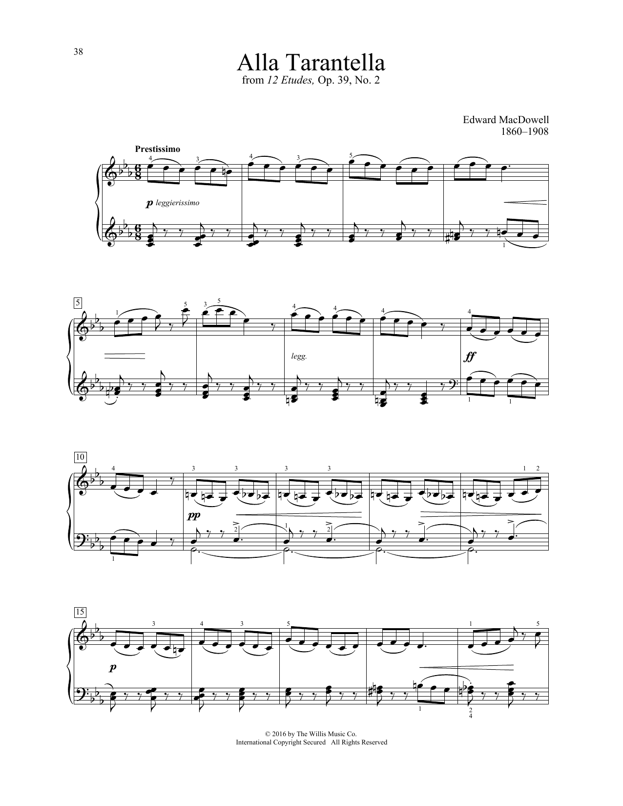 Edward MacDowell Alla Tarantella sheet music notes and chords arranged for Educational Piano