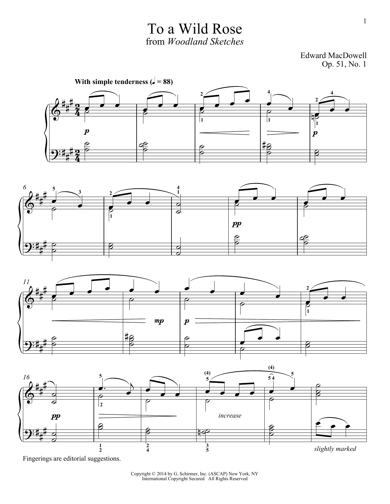 Edward MacDowell To A Wild Rose (arr. Richard Walters) sheet music notes and chords arranged for Piano Solo