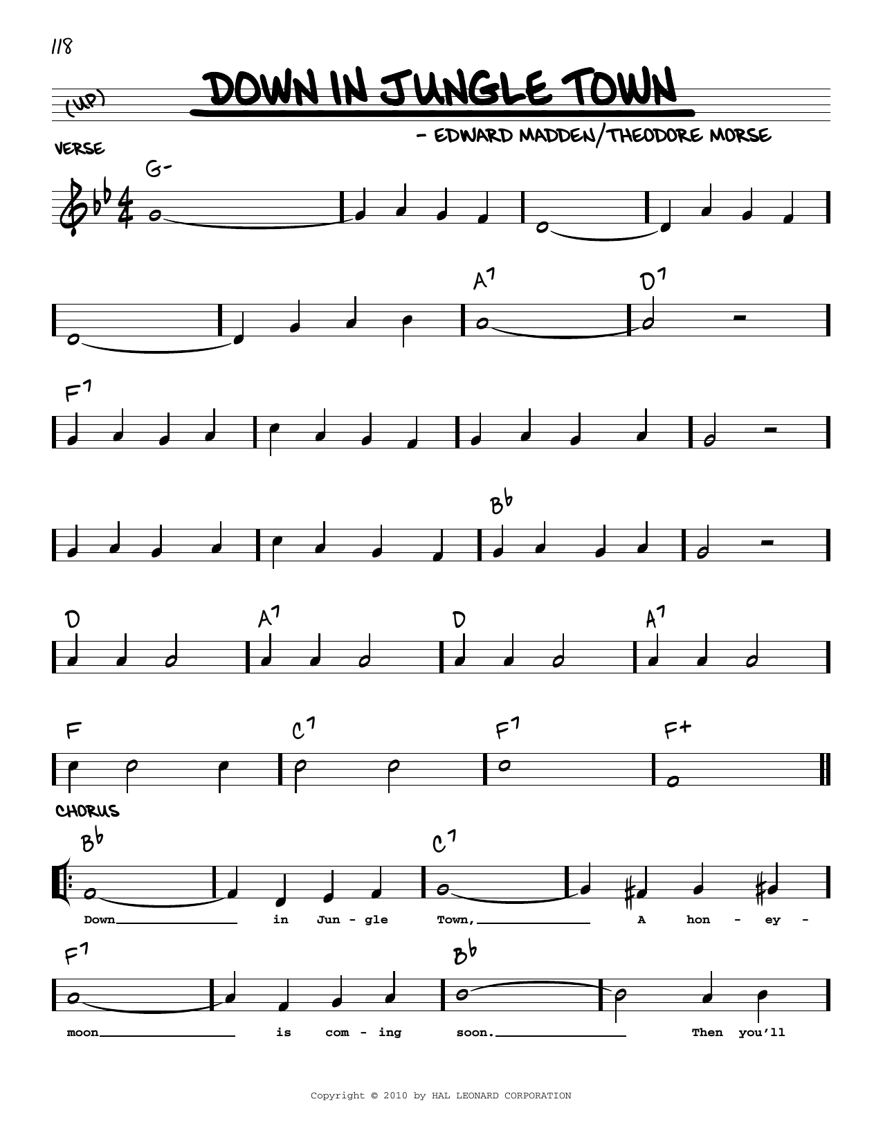 Edward Madden Down In Jungle Town (arr. Robert Rawlins) sheet music notes and chords arranged for Real Book – Melody, Lyrics & Chords