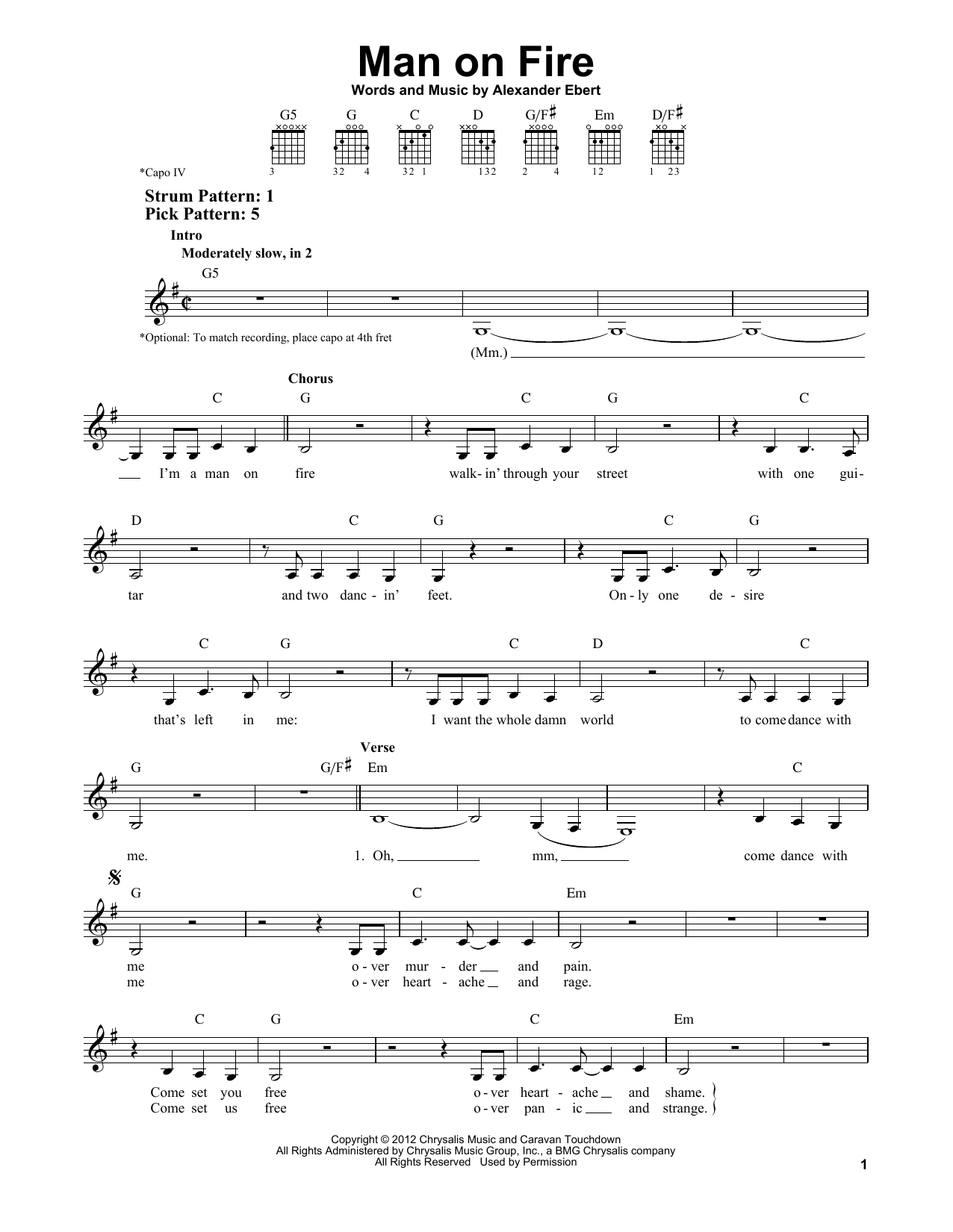 Edward Sharpe and the Magnetic Zeros Man On Fire sheet music notes and chords arranged for Piano, Vocal & Guitar Chords (Right-Hand Melody)