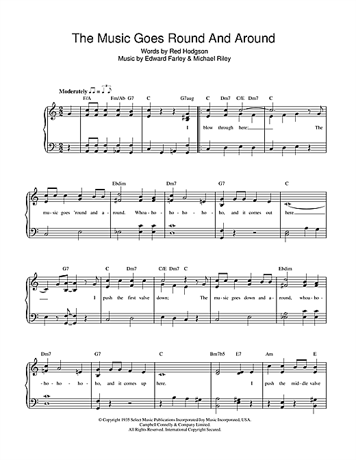 Edward Farley The Music Goes Round And Around sheet music notes and chords arranged for Piano & Vocal