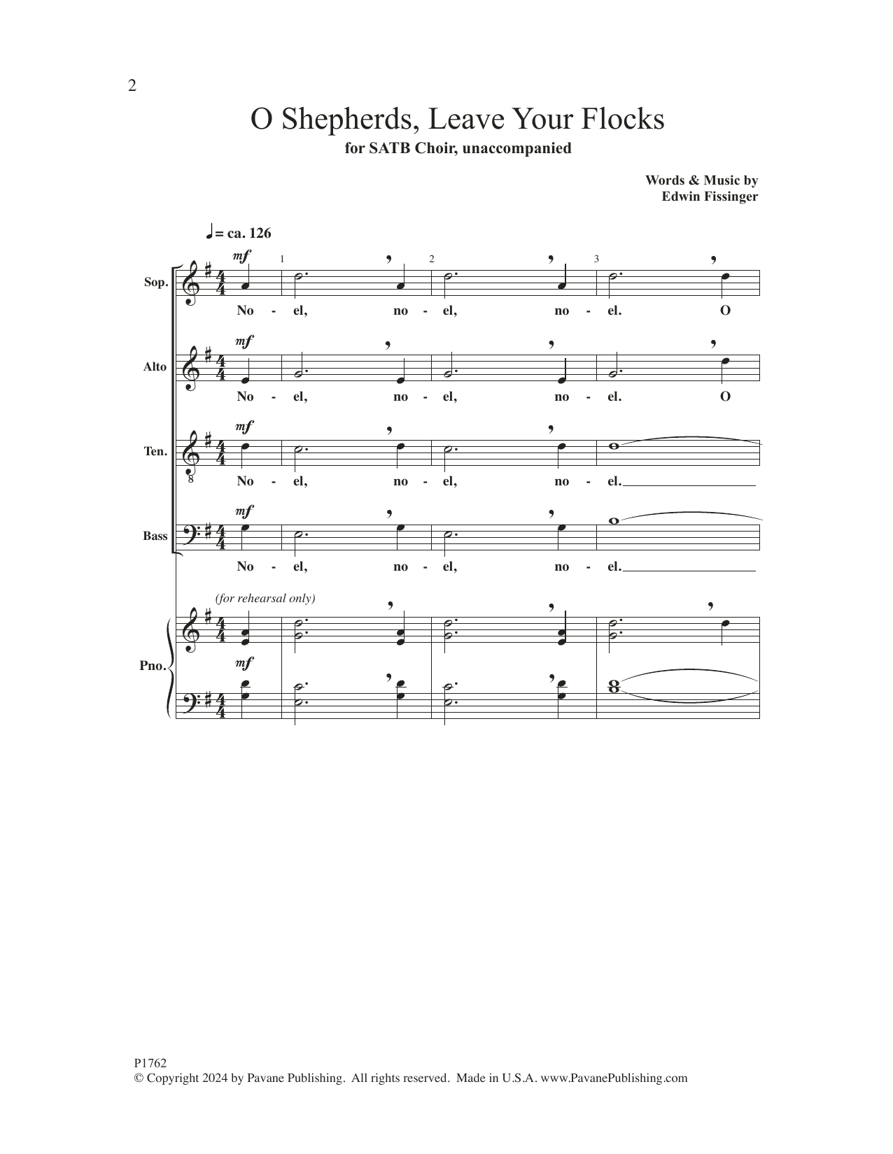Edwin Fissinger O Shepherds Leave Your Flocks sheet music notes and chords arranged for SATB Choir