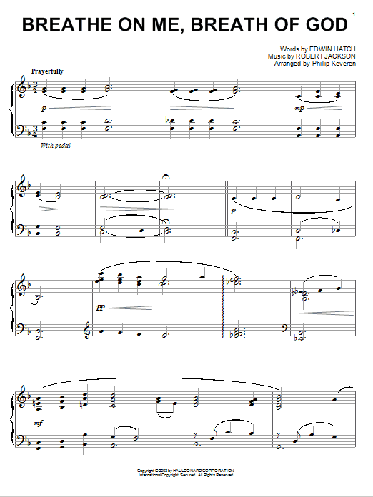 Edwin Hatch Breathe On Me, Breath Of God (arr. Phillip Keveren) sheet music notes and chords arranged for Piano Solo
