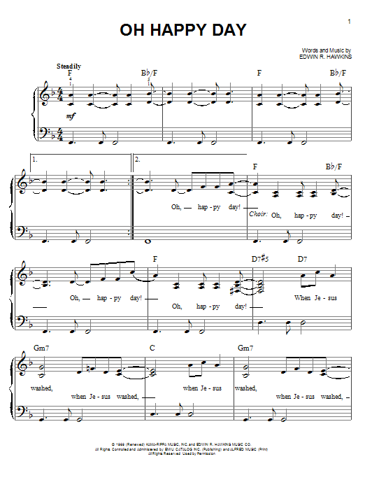 Edwin R. Hawkins Oh Happy Day sheet music notes and chords arranged for Easy Piano