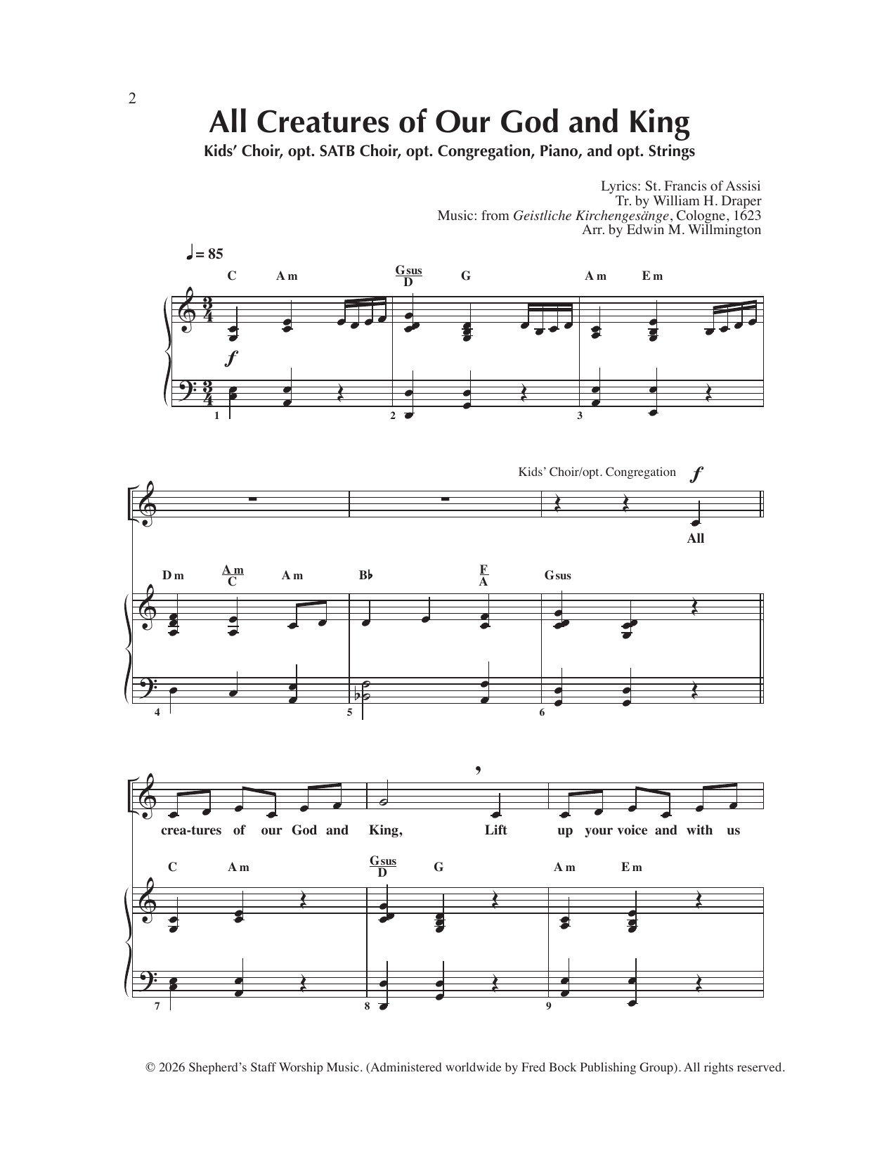 Edwin M. Willmington All Creatures of Our God And King sheet music notes and chords arranged for Choir