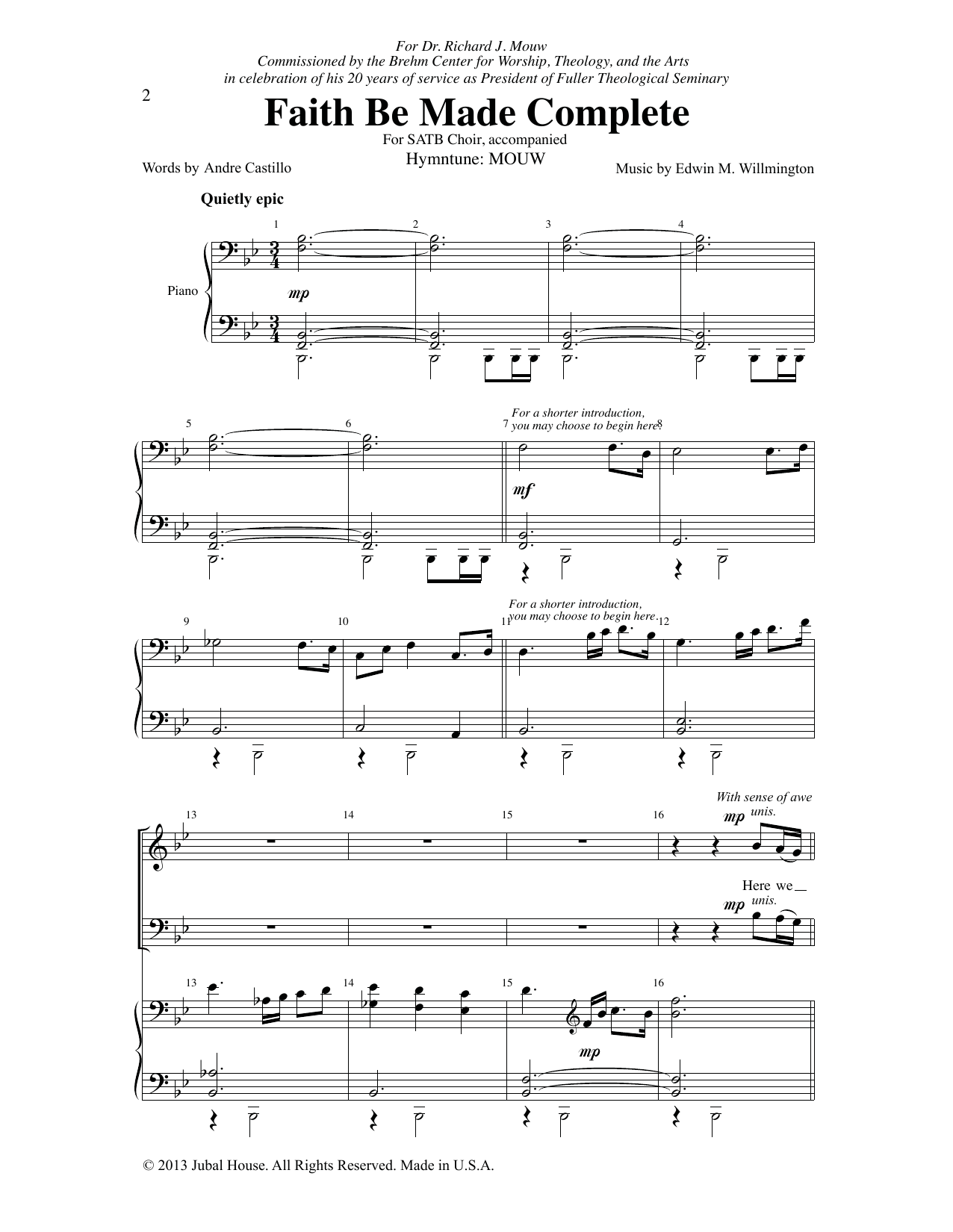 Edwin M. Willmington Faith Be Made Complete sheet music notes and chords arranged for SATB Choir