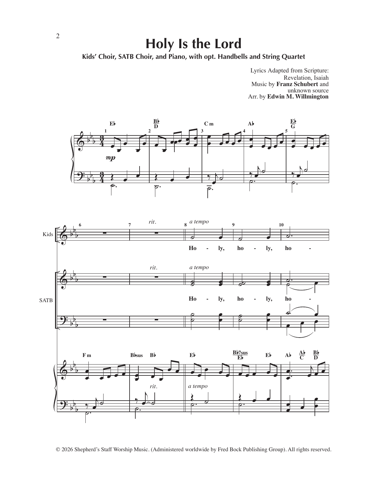 Edwin M. Willmington Holy Is the Lord sheet music notes and chords arranged for Choir