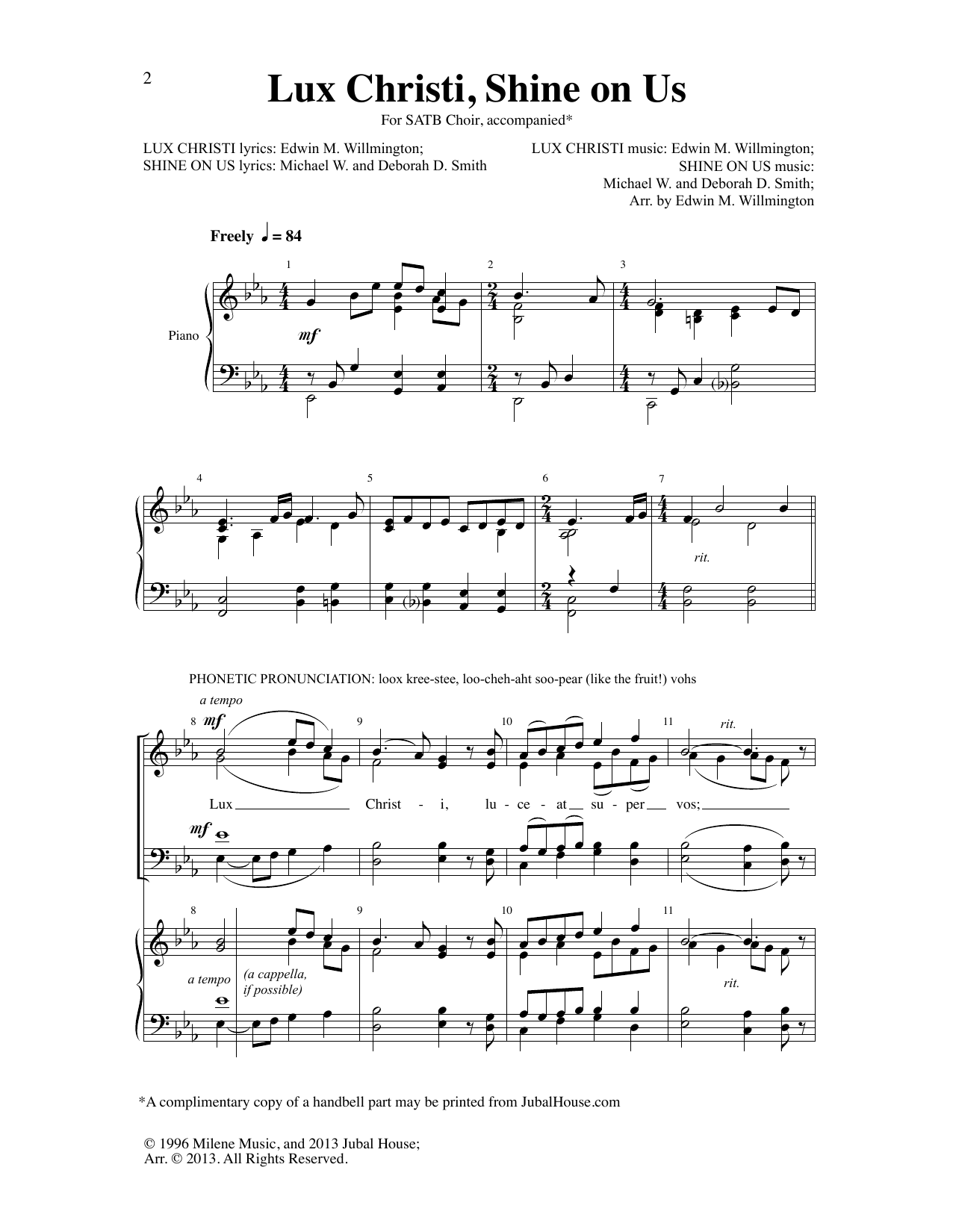 Edwin M. Willmington Lux Christi, Shine on Us sheet music notes and chords arranged for SATB Choir