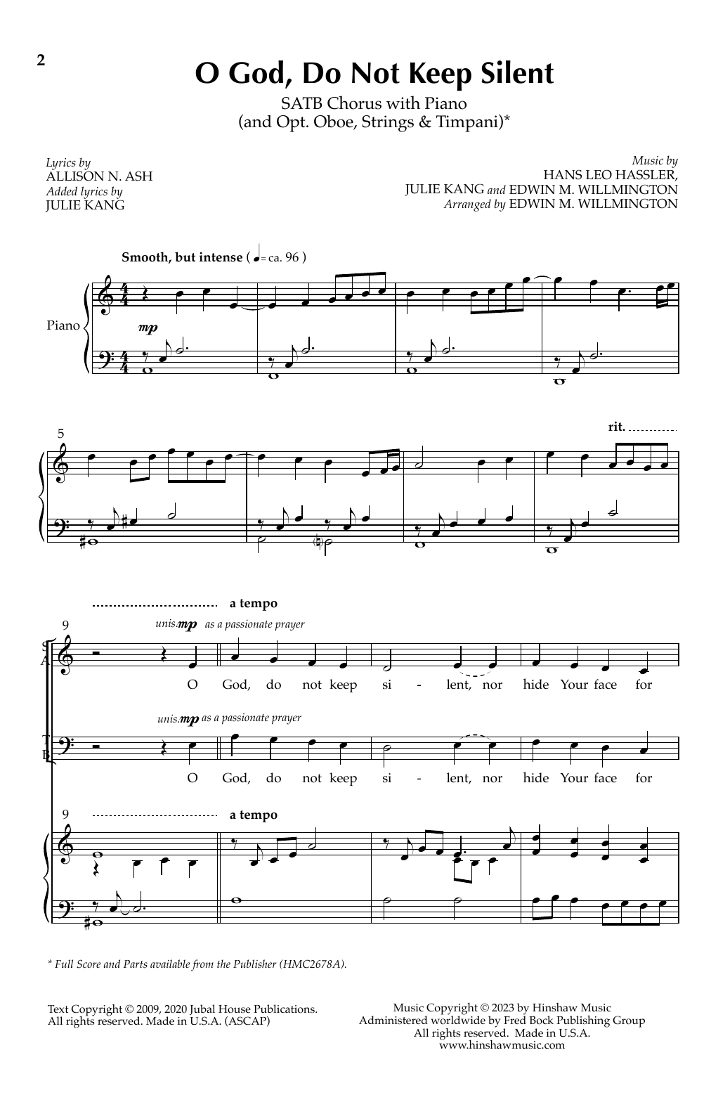 Edwin M. Willmington O God, Do Not Keep Silent sheet music notes and chords arranged for SATB Choir