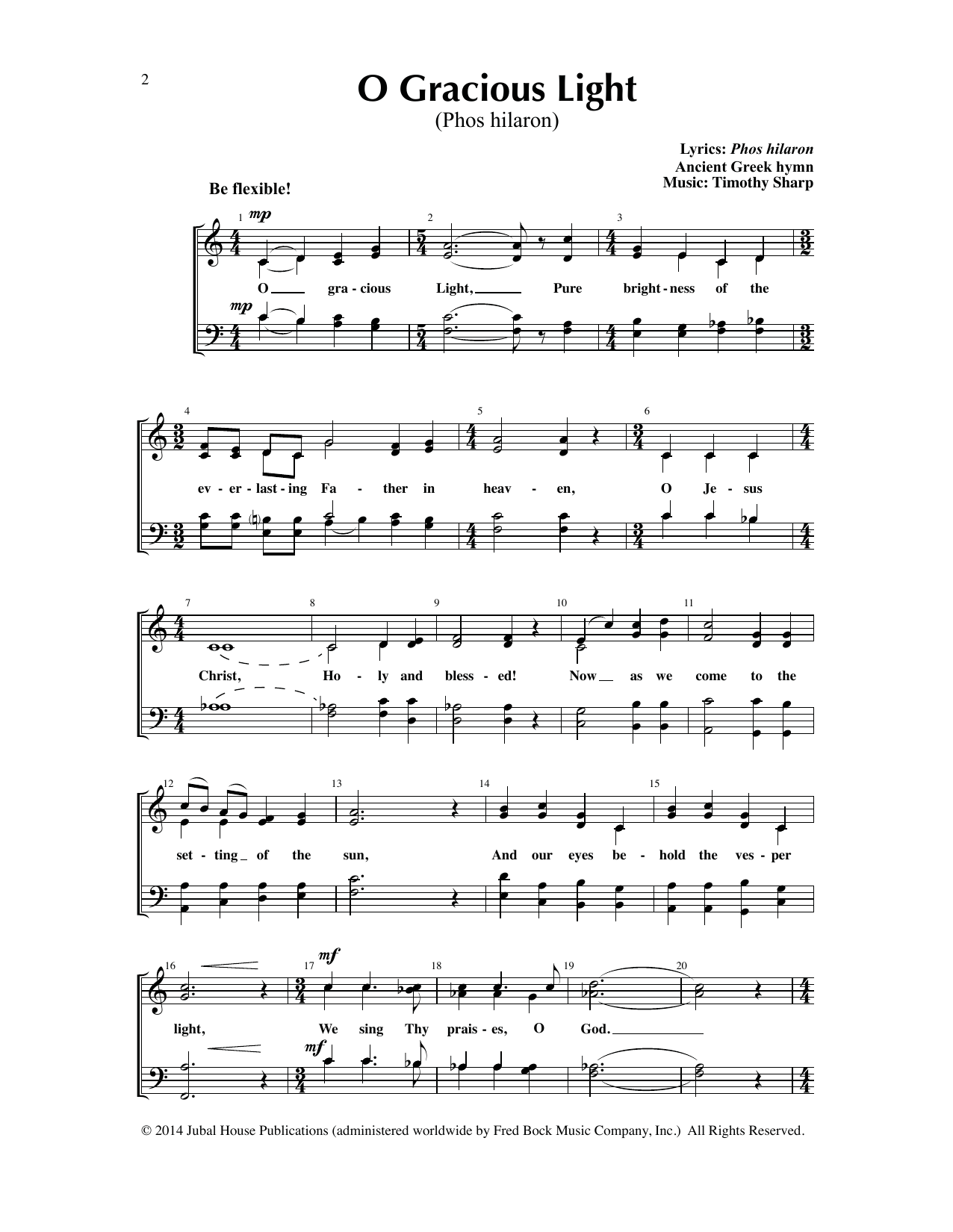 Edwin M. Willmington O Gracious Light (Phos hilaron)/Lux Christi (Light of Christ) sheet music notes and chords arranged for SATB Choir