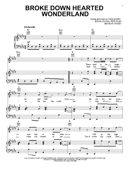 Edwin McCain Broke Down Hearted Wonderland (from The Last Song) sheet music notes and chords arranged for Piano, Vocal & Guitar Chords (Right-Hand Melody)