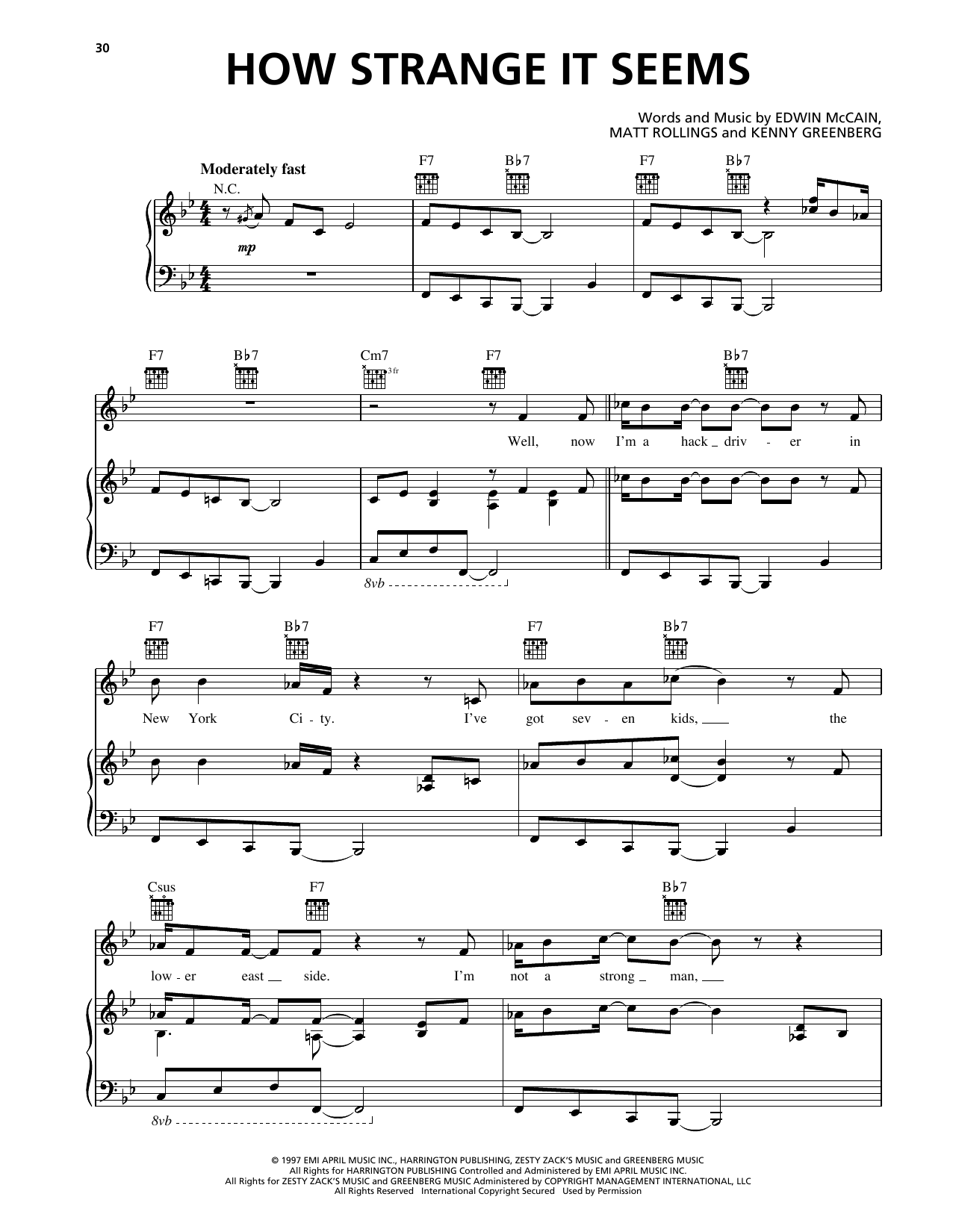 Edwin McCain How Strange It Seems sheet music notes and chords arranged for Piano, Vocal & Guitar Chords (Right-Hand Melody)