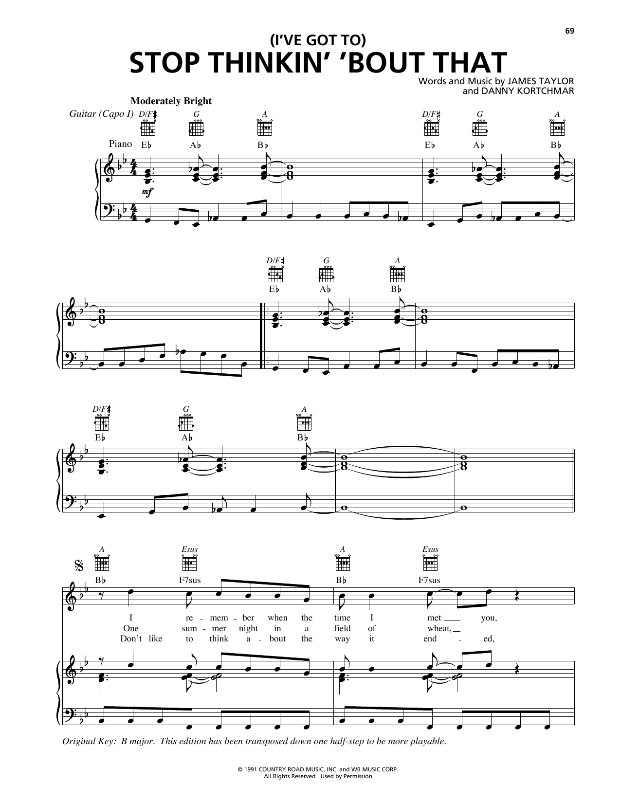 Edwin McCain (I've Got To) Stop Thinkin' 'Bout That sheet music notes and chords arranged for Piano, Vocal & Guitar Chords (Right-Hand Melody)