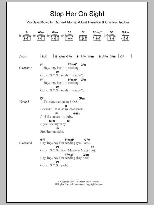 Edwin Starr Stop Her On Sight sheet music notes and chords arranged for Guitar Chords/Lyrics