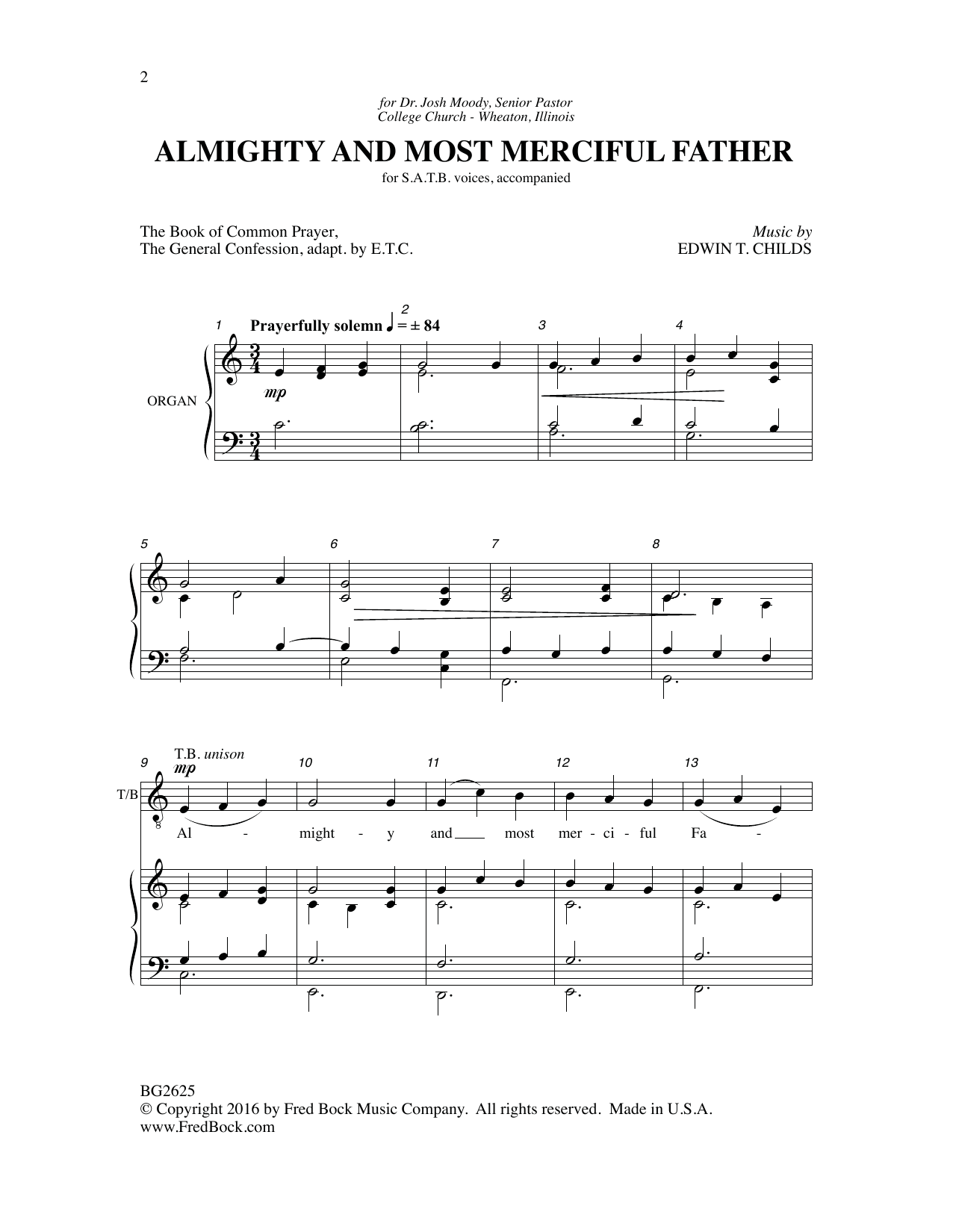 Edwin T Childs Almighty and Most Merciful Father sheet music notes and chords arranged for SATB Choir