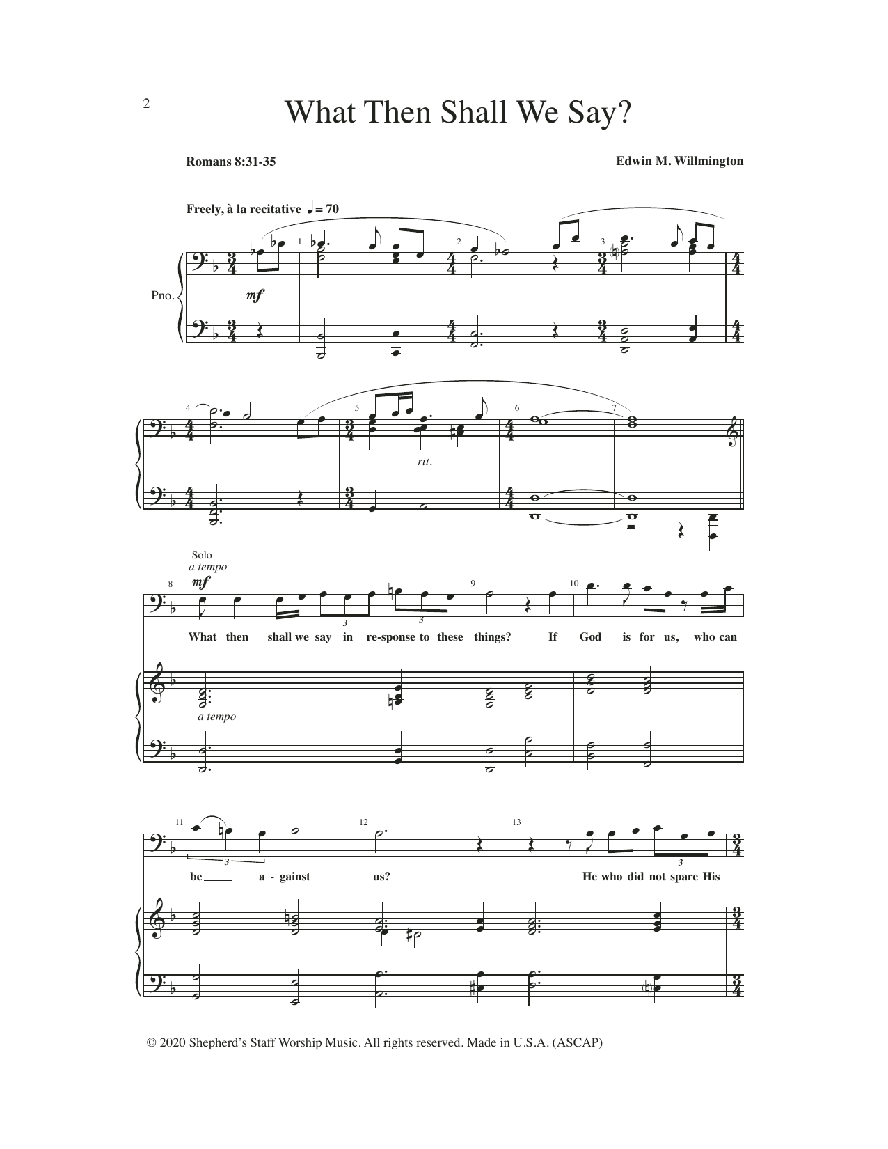 Edwin Willmington What Then Shall We Say? sheet music notes and chords arranged for SATB Choir