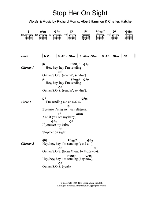 Edwin Starr Stop Her On Sight sheet music notes and chords arranged for Guitar Chords/Lyrics