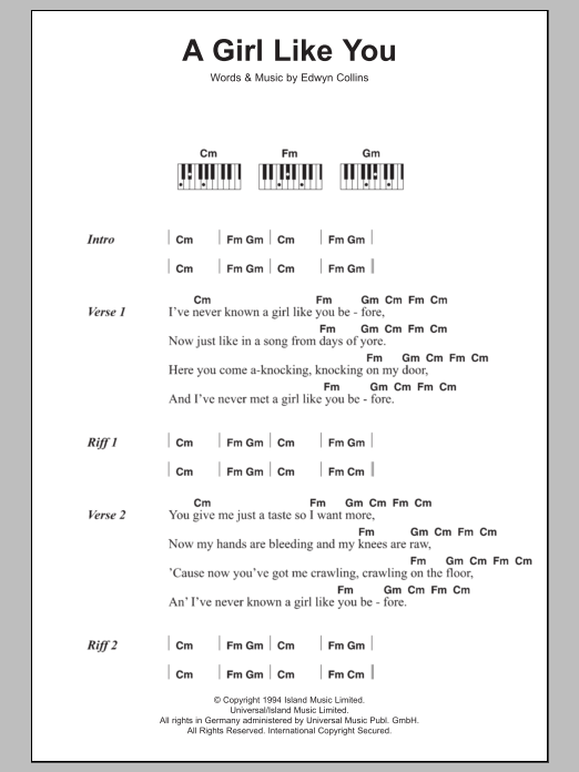 Edwyn Collins A Girl Like You sheet music notes and chords arranged for Ukulele