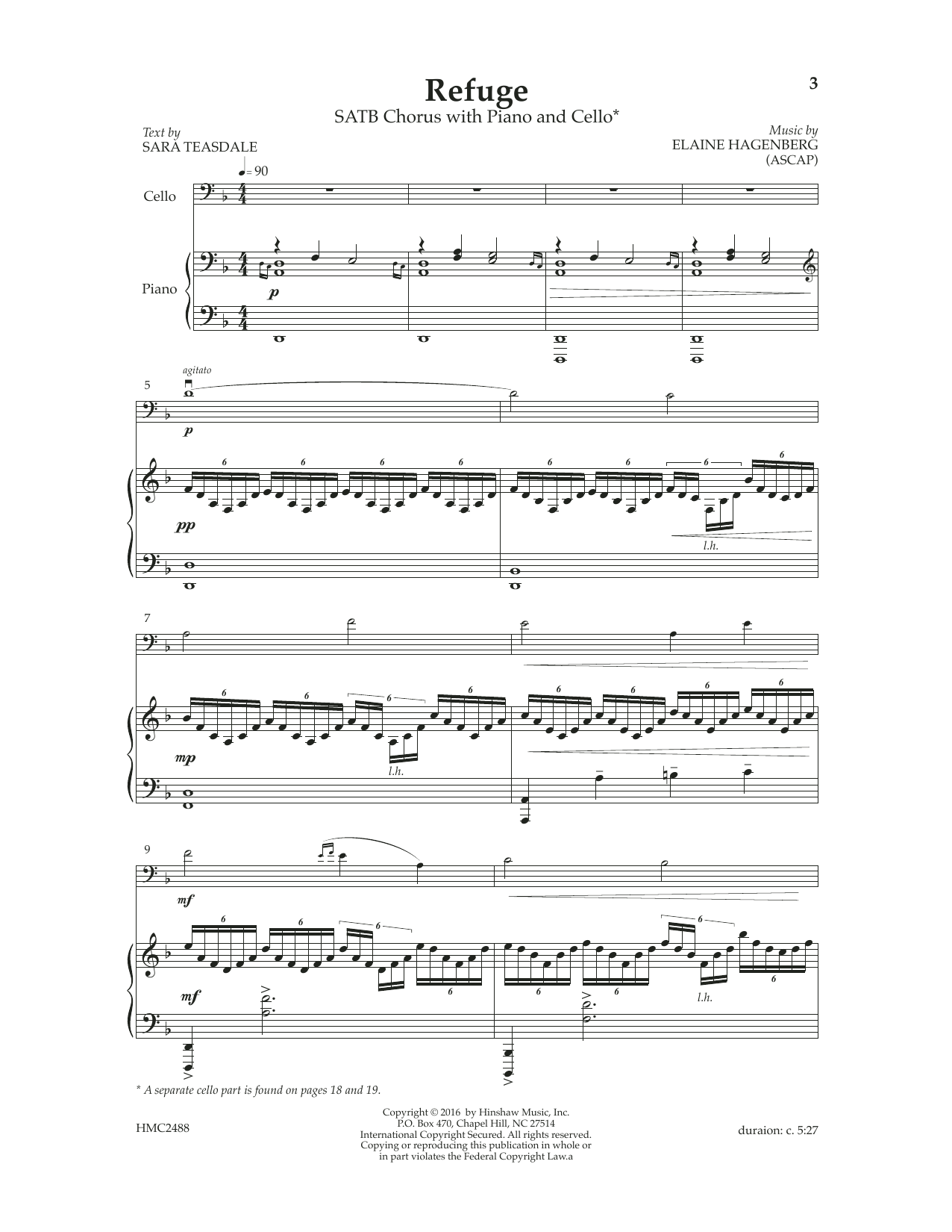 Elaine Hagenberg Refuge sheet music notes and chords arranged for SSAA Choir