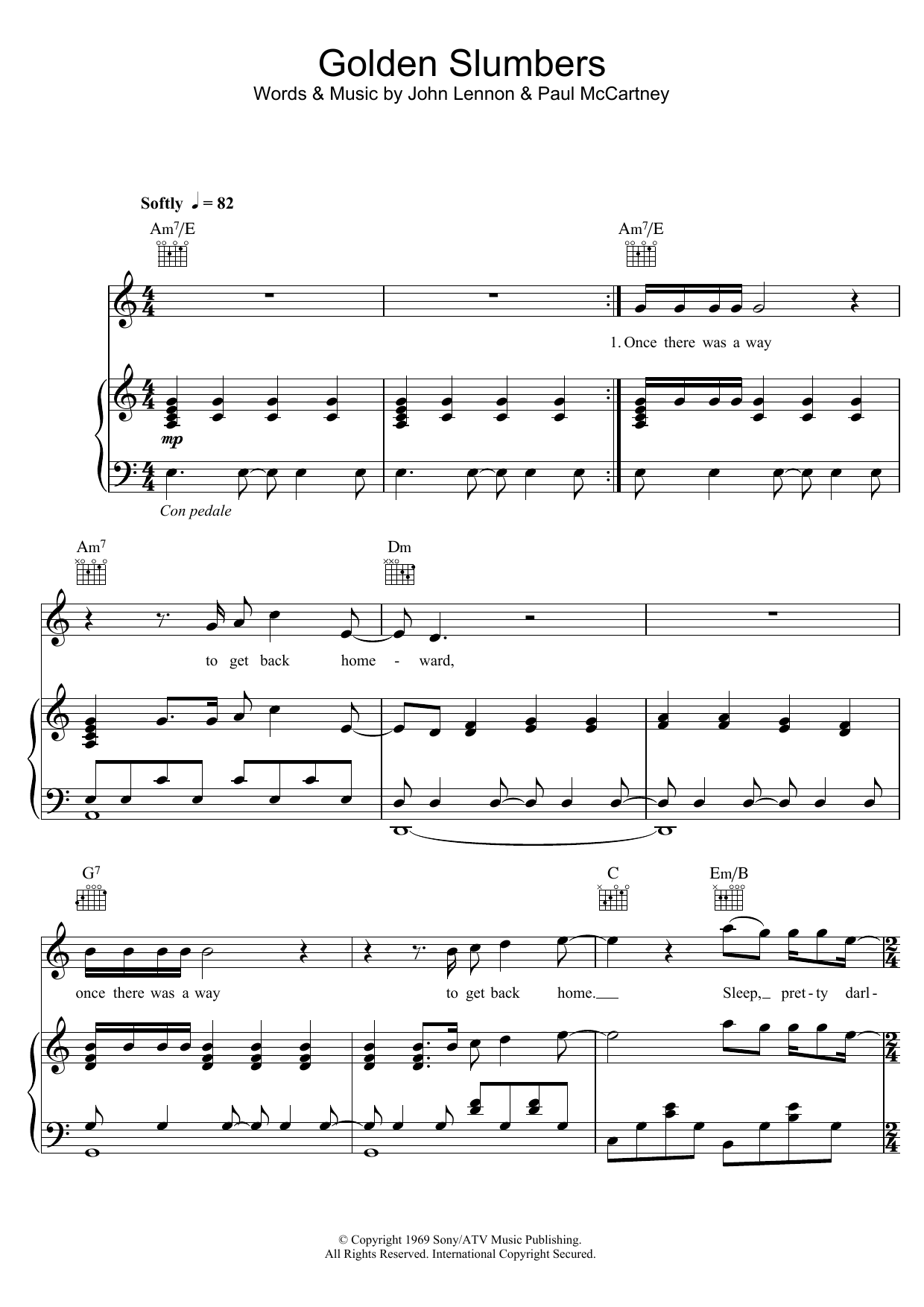 Elbow Golden Slumbers sheet music notes and chords arranged for Piano, Vocal & Guitar Chords