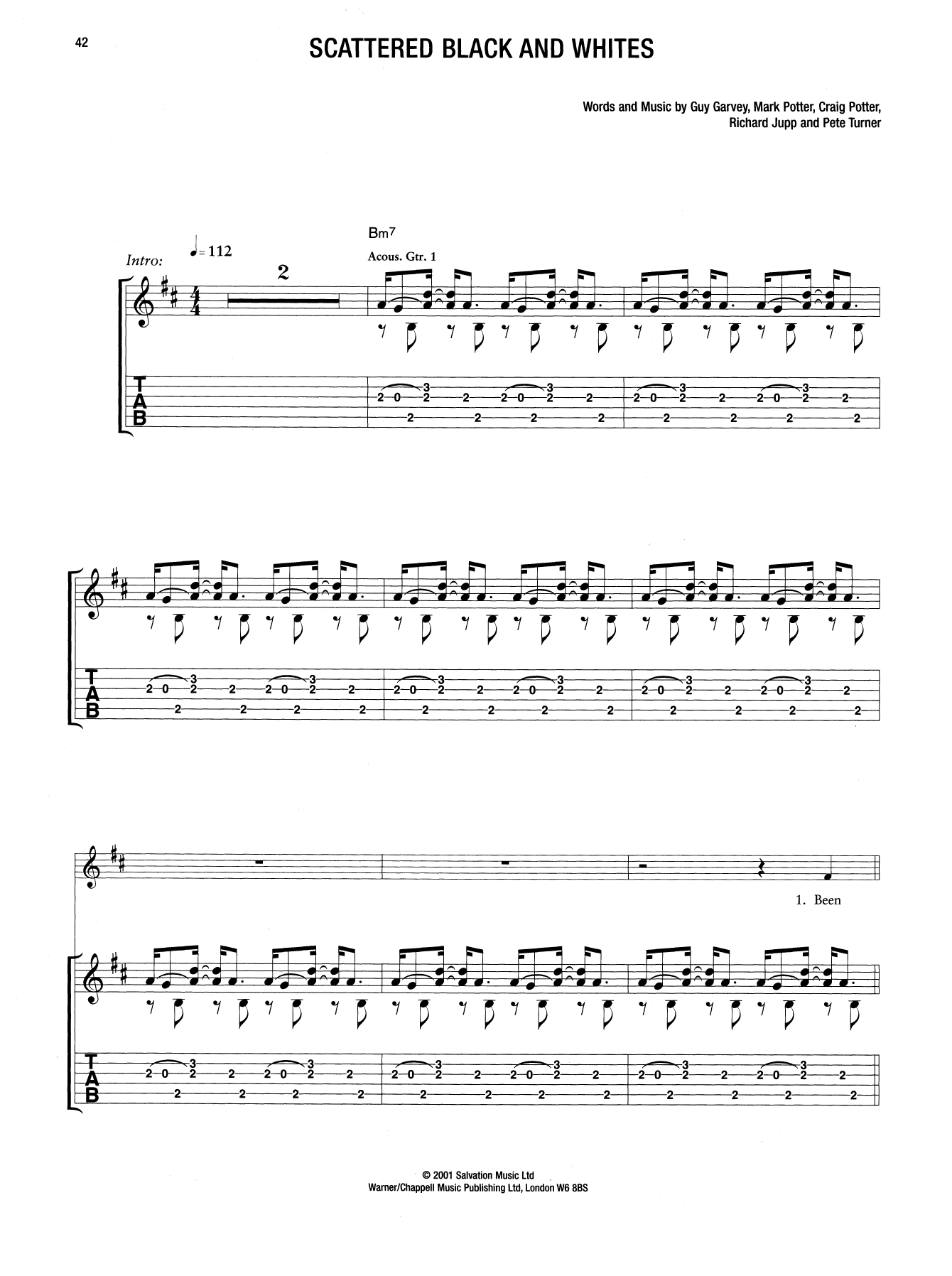 Elbow Scattered Black And Whites sheet music notes and chords arranged for Guitar Tab